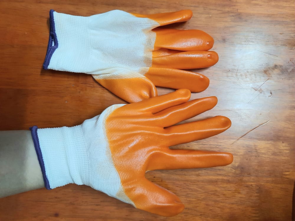 Găng tay phủ sơn cam 2 mặt