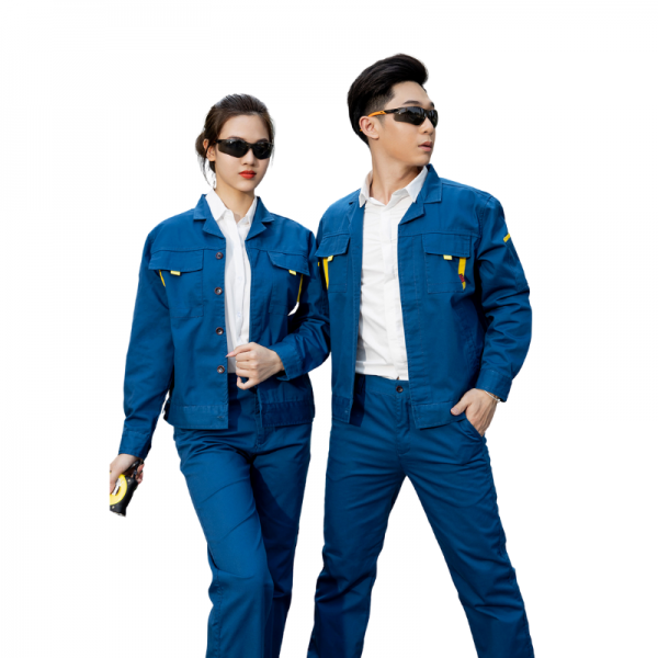 Bộ quần áo bảo hộ lao động cao cấp màu xanh